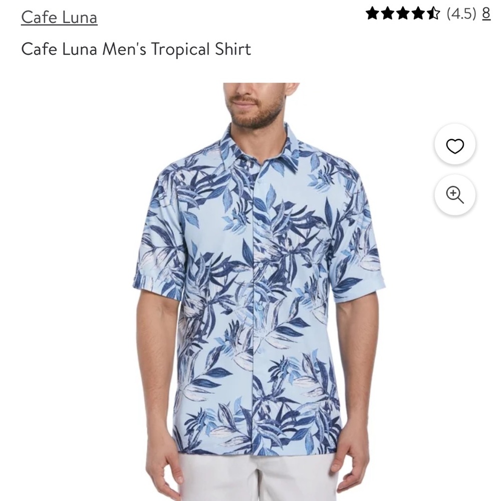 Men's 3XL Blue Hawaiian Floral Short Sleeve button down Dress Shirt - like new